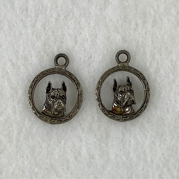 Set of 2 Vintage Boxer Dog Charms Pendants for Earrings Necklace Unbranded - Picture 1 of 7